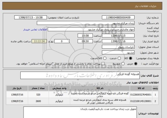 استعلام هندوانه گوجه فرنگی
