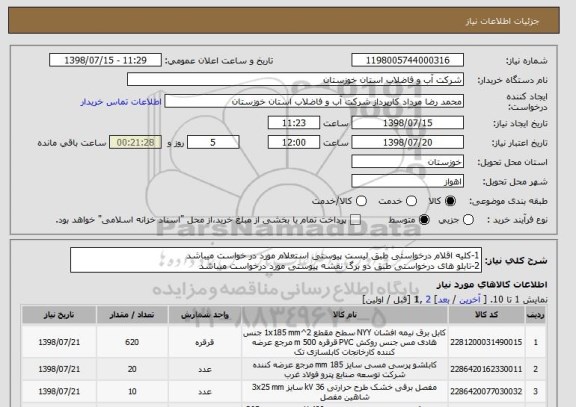 استعلام 1-کلیه اقلام درخواستی طبق لیست پیوستی استعلام مورد در خواست میباشد
2-تابلو های درخواستی طبق دو برگ نقشه پیوستی مورد درخواست میباشد