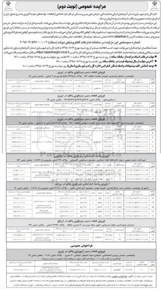 آگهی مزایده ،مزایده فروش تعدادی از قطعات با کاربری مسکونی نوبت دوم 