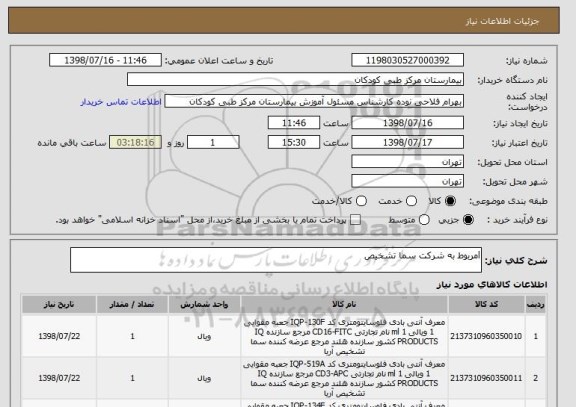 استعلام lمربوط به شرکت سما تشخیص