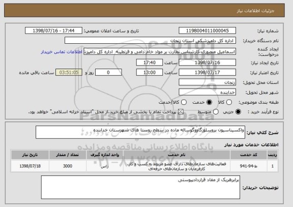 استعلام واکسیناسیون بروسلوزگاووگوساله ماده در سطح روستا های شهرستان خدابنده