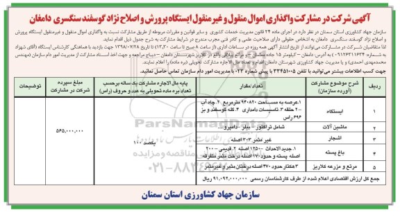 مشارکت واگذاری اموال منقول و غیر منقول