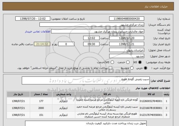استعلام سیب زمینی گوجه هویج 