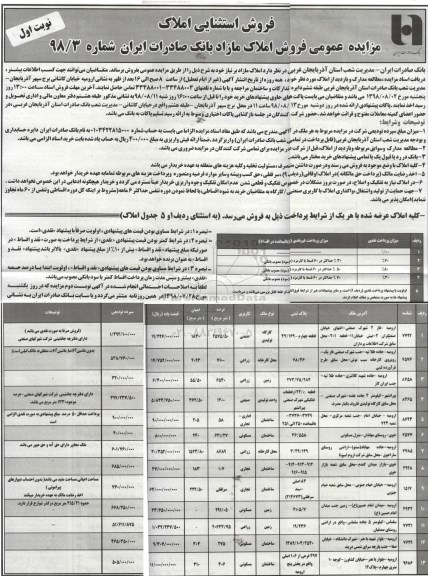 آگهی مزایده مزایده فروش املاک مازاد