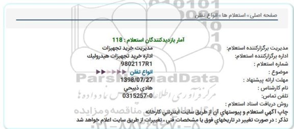 استعلام, استعلام انواع تفلن 