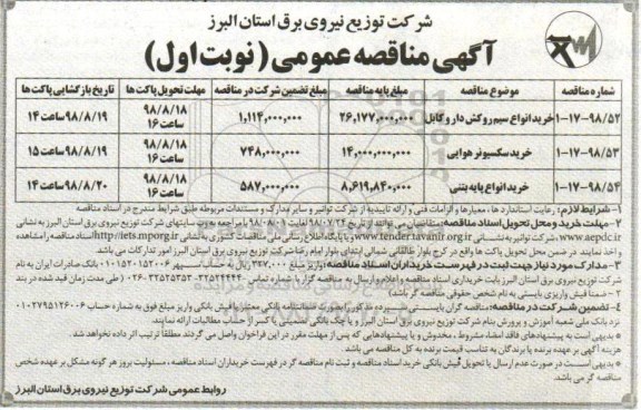 مناقصه ، مناقصه خرید انواع سیم روکش دار و کابل .... 