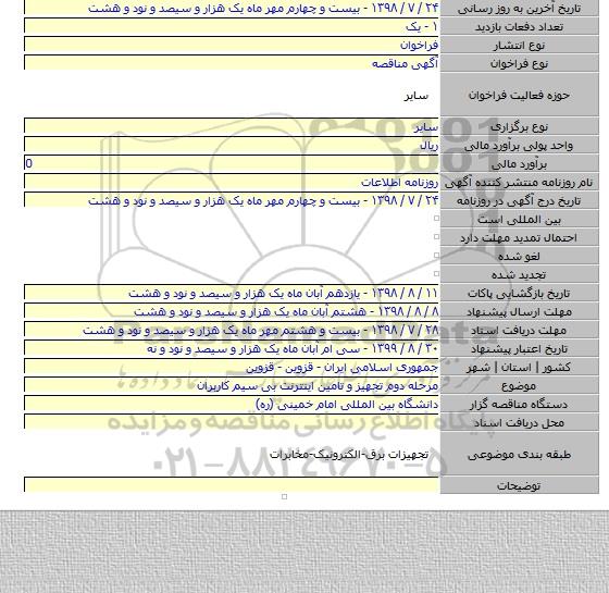 مرحله دوم تجهیز و تامین اینترنت بی سیم کاربران