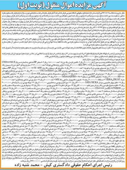 مزایده , مزایده فایل چهار کشوئی و غیره 