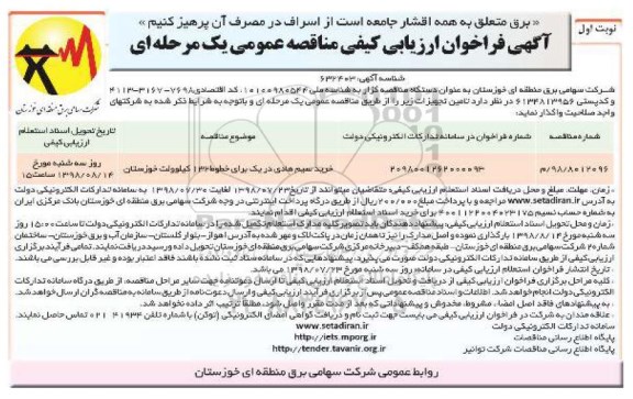 فراخوان, فراخوان خرید سیم هادی