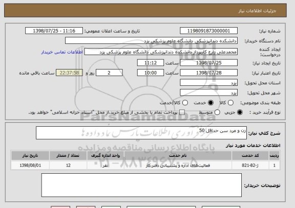 استعلام زن و مرد سن حداقل 50