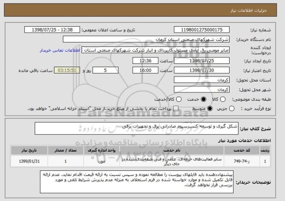 استعلام شکل گیری و توسعه کنسرسیوم صادراتی برق و تجهیزات برقی