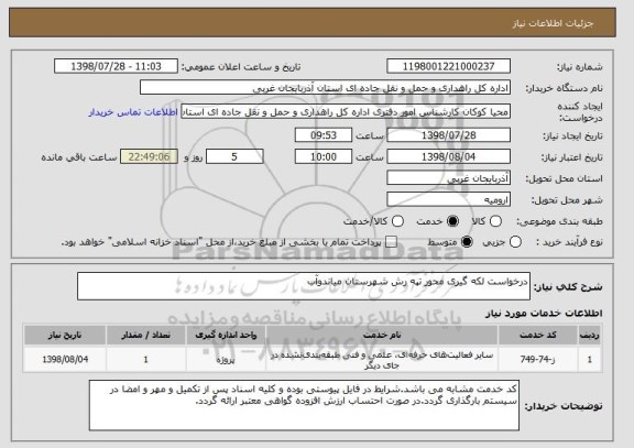 استعلام درخواست لکه گیری محور تپه رش شهرستان میاندوآب