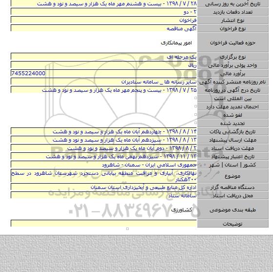 نهالکاری٬ آبیاری و مراقبت منطقه بیابانی دستجرد شهرستان شاهرود در سطح ۳۰۰هکتار