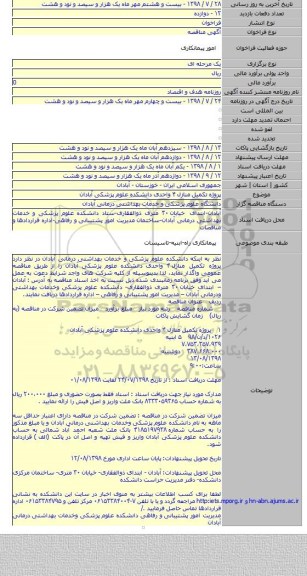 پروژه تکمیل منازل ۴ واحدی دانشکده علوم پزشکی آبادان