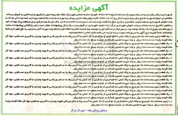 مزایده ،مزایده فروش املاک با کاربری مسکونی