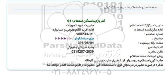 استعلام، استعلام پیچ سر ششگوش