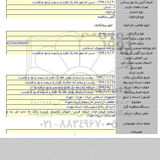 حفاظت از اراضی در سطح استان تهران