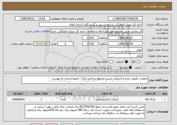 استعلام عملیات تکمیل جاده و آسفالت مسیر مجتمع ساحلی کیان . شرح خدمات به پیوست