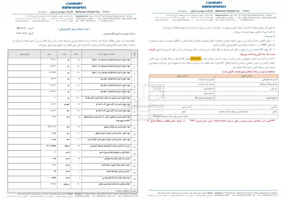 استعلام، استعلام تهیه، حمل و اجرای لوله فولادی مانیسمان و...