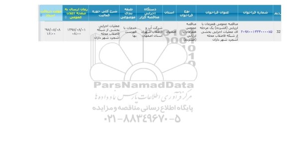 مناقصه,مناقصه عملیات اجرایی بخشی از شبکه فاضلاب محله 