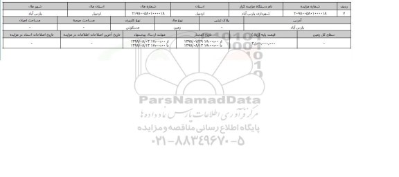 مزایده ، مزایده زمین مسکونی 