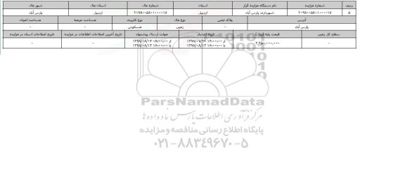 مزایده ، مزایده زمین مسکونی 