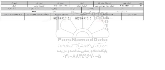 مزایده مزایده زمین تجاری عرصه 49.78