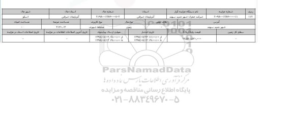 مزایده مزایده  زمین مختلط شهری عرصه 2140.3