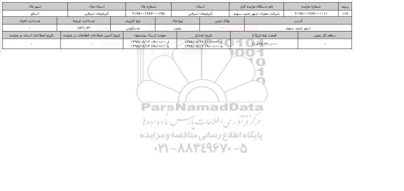 مزایده ،مزایده زمین مسکونی عرصه 1821.42