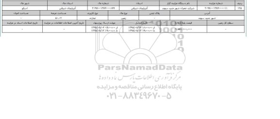 مزایده ،مزایده زمین تجاری عرصه 50.02