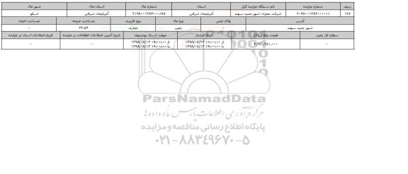 مزایده ،مزایده زمین تجاری عرصه 44.54