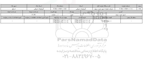 مزایده ،مزایده زمین تجاری عرصه 40.97
