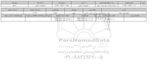 مزایده مزایده زمین تجاری عرصه 40.14