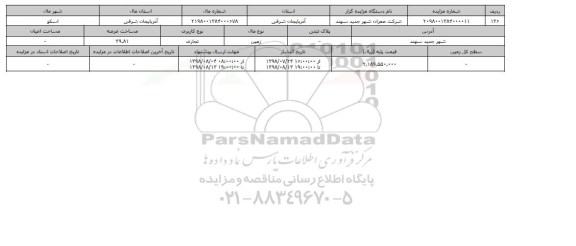 مزایده مزایده زمین تجاری عرصه 39.81