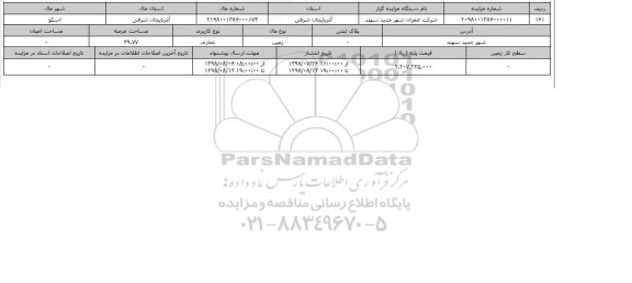 مزایده مزایده زمین تجاری عرصه 39.77