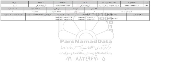مزایده مزایده  زمین مختلط شهری 