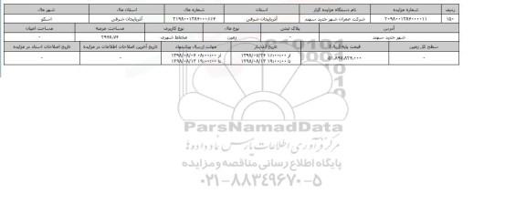 مزایده مزایده زمین مختلط شهری عرصه 2948.74
