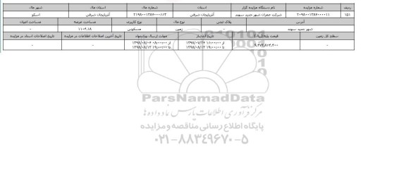 مزایده مزایده زمین مسکونی عرصه 1104.18