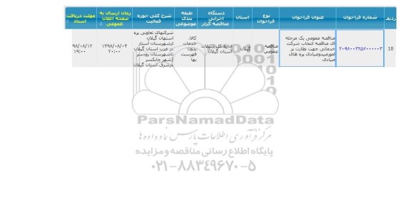 مناقصه عمومی,  مناقصه انتخاب شرکت خدماتی جهت نظارت بر امور صید 