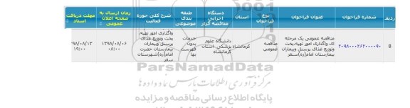 مناقصه واگذاری امور تهیه ، پخت و توزیع غذای پرسنل