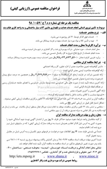 مناقصه, مناقصه تامین نیروی انسانی 