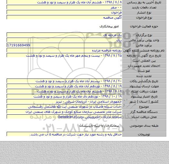 احداث شبکه فاضلاب در شهرک صنعتی آیت الله هاشمی رفسنجانی