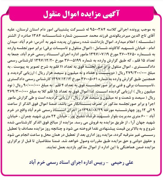 آگهی مزایده , مزایده تاسیسات برقی