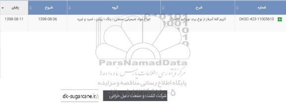 مناقصه , مناقصه انزیم الفا آمیلاز از نوع برند نووزایم دانمارک 