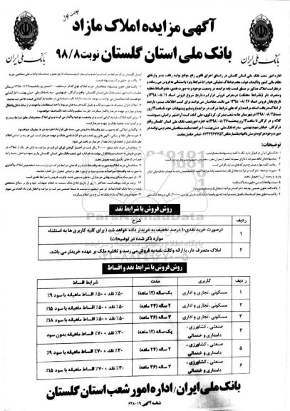 مزایده ،مزایده فروش املاک مازاد کاربری مسکونی و تجاری