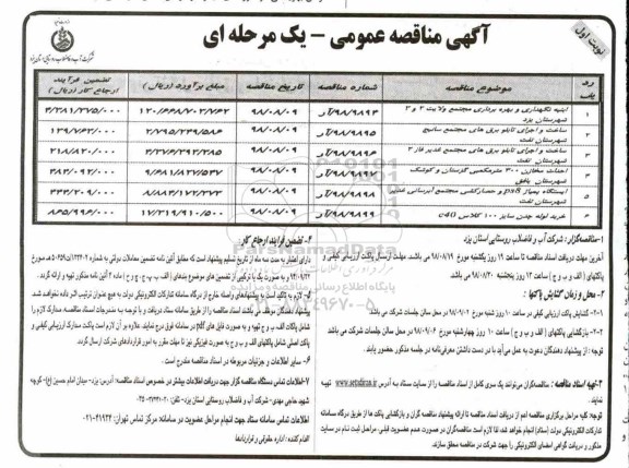 مناقصه عمومی, مناقصه ابنیه نگهداری و بهره برداری مجتمع...