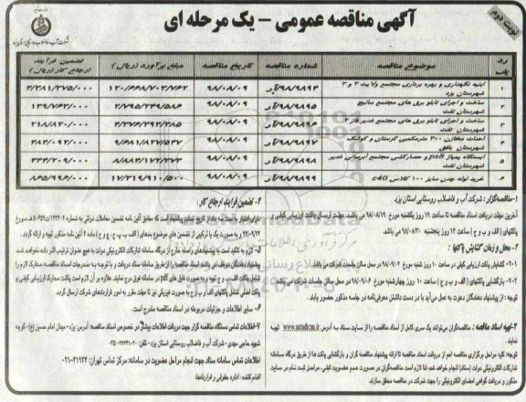 مناقصه عمومی, مناقصه ابنیه نگهداری و بهره برداری مجتمع... - نوبت دوم