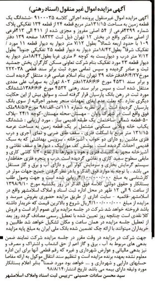 مزایده مزایده ششدانگ یک قطعه زمین 131.15 متر