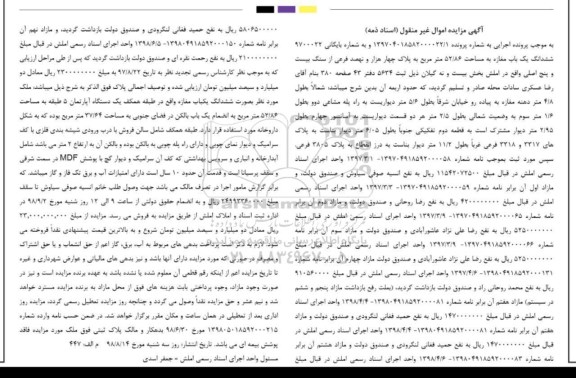 مزایده مزایده ششدانگ یکباب مغازه 52.86 متر