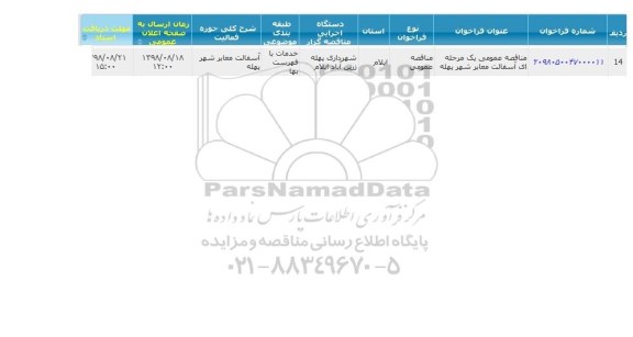 مناقصه آسفالت معابر